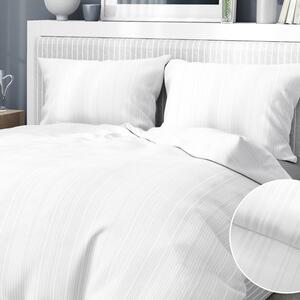 Goldea damaškové posteľné obliečky so saténovým vzhľadom deluxe - vzor 003 drobné biele prúžky 140 x 200 a 70 x 90 cm
