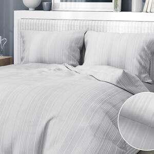 Goldea damaškové posteľné obliečky so saténovým vzhľadom deluxe - vzor 001 drobné sivé prúžky 140 x 200 a 70 x 90 cm