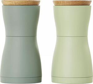 AdHoc Twin Sada mlynčekov na korenie a soľ, tmavozelená a svetlozelená, výška: 133 mm