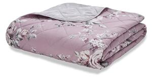 Ružovo-sivý prešívaný pléd cez posteľ Catherine Lansfield Canterbury, 220 x 230 cm