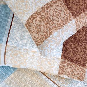 Goldea krepové posteľné obliečky - vzor 1073 zámocké ornamenty na modro-hnedom 140 x 220 a 70 x 90 cm