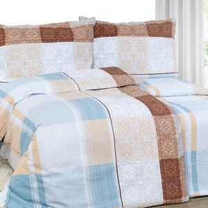Goldea krepové posteľné obliečky - vzor 1073 zámocké ornamenty na modro-hnedom 140 x 200 a 70 x 90 cm