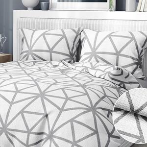 Goldea krepové posteľné obliečky deluxe - vzor 1050 sivé geometrické tvary na bielom 220 x 200 a 2ks 70 x 90 cm