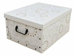 Compactor Skladacia úložná krabica Compactor Ring - kartón box 50 x 40 x 25 cm, biela
