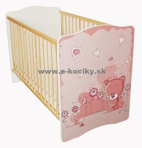 Amila Detská postieľka Baby Ružový medvedík s matracom
