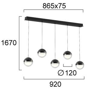 LED luster na lankách ZIREA LED/30W/230V čierna