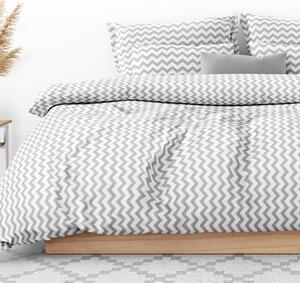 Goldea bavlnené posteľné obliečky - sivé cik-cak prúžky 140 x 200 a 70 x 90 cm