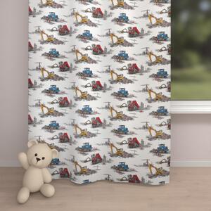Biante Detský bavlnený záves Sandra SA-578 Nákladiaky a bagre na bielom 150x150 cm