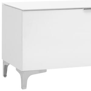 TV stolík BENTLEY biela matná/biele sklo, hĺbka 45 cm