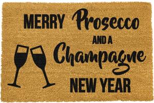Čierna rohožka z prírodného kokosového vlákna Artsy Doormats Champagne New Year, 40 x 60 cm