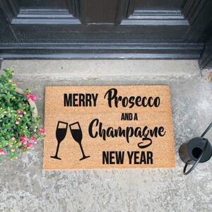 Čierna rohožka z prírodného kokosového vlákna Artsy Doormats Champagne New Year, 40 x 60 cm