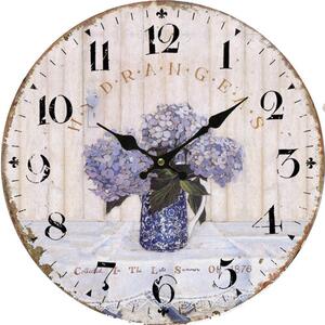 Drevené nástenné hodiny Vintage lavender, pr. 34 cm