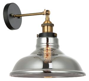 Italux MBM-2381/1 GD + SG nástenná lampa Hubert 1x40W | E27 - čierna, zlatá, dymové sklo