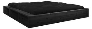 Čierna dvojlôžková posteľ z masívneho dreva s úložným priestorom Karup Design Ziggy, 140 x 200 cm