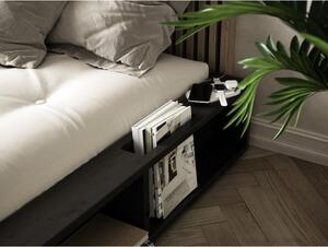 Čierna dvojlôžková posteľ z masívneho dreva s úložným priestorom a futonom Comfort Karup Design Ziggy, 160 x 200 cm