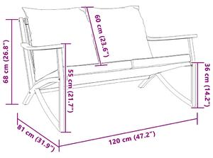 Záhradná lavička s vankúšmi 120 cm čierna oceľ