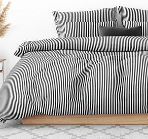Goldea bavlnené posteľné obliečky - čierne a biele prúžky 140 x 200 a 70 x 90 cm