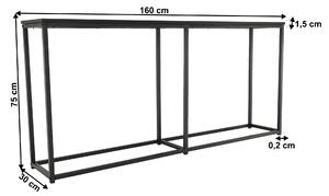 KONDELA Konzolový stolík v industriálnom štýle, tmavosivá grafit/čierna, BUSTA