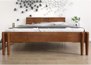 Dvojlôžková posteľ z bukového dreva v orechovom dekore Skandica Visby Poznan, 160 x 200 cm