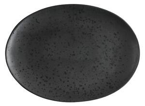 Čierny kameninový oválny servírovací tanier Bitz Basics Black, 45 x 34 cm