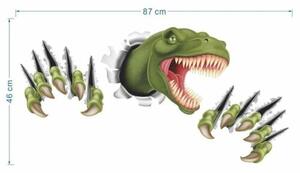 Samolepiaca dekorácia 3D Dinosaurus, zelená