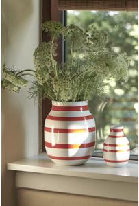 Bielo-červená pruhovaná keramická váza Kähler Design Omaggio, výška 12,5 cm
