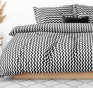 Goldea bavlnené posteľné obliečky - čierne cik-cak prúžky 140 x 200 a 70 x 90 cm