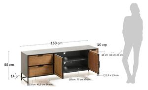 Čierno-hnedý TV stolík Kave Home Kyoko, 150 x 55 cm