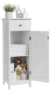 Biela kúpeľňová skrinka so zásuvkou a dvierkami Songmics, výška 89 cm