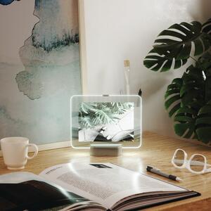 LED rámik na fotografiu so základom v sivej farbe Umbra Glo, 13 x 18 cm