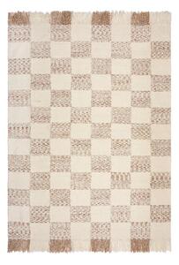 Krémový/v prírodnej farbe ručne tkaný koberec s prímesou vlny 200x300 cm Eric Checkboard – Flair Rugs