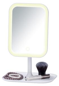 Biele kozmetické zrkadlo s LED podsvietením Wenko Bertolio
