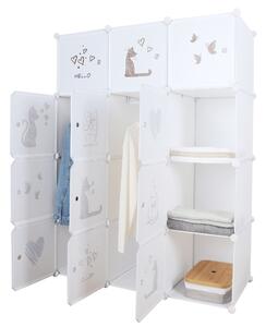TEMPO Detská modulárna skriňa, biela / hnedý detský vzor, KITARO