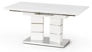 Jedálenský stôl LORD 160-200 cm Biela vysoký lesk / Nerez