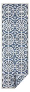 Modro-krémový vonkajší koberec NORTHRUGS Jardin, 80 x 350 cm