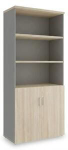Vysoká skriňa SimpleOffice 80 x 40 x 180 cm, dub svetlý / sivá