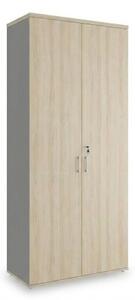 Vysoká skriňa SimpleOffice 80 x 40 x 180 cm, dub svetlý / sivá
