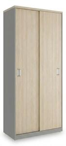 Vysoká skriňa SimpleOffice 80 x 40 x 180 cm, dub svetlý / sivá
