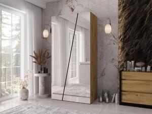 Mirjan24 Šatníková skriňa so zrkadlom Grelipt 2L 100 cm, Farby: dub artisan / dub artisan + čierna 5903211528538