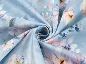 Biante Zamatová obliečka na vankúš s lemom Tamara TMR-044 Jarné kvety na nebesky modrom 30 x 50 cm