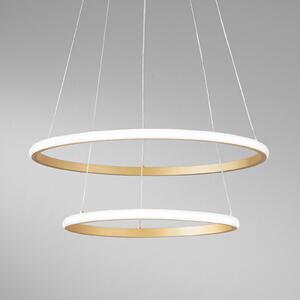 LED závesné svietidlo Axis, Ø 60/40 cm, zlatá farba kov RGB, Mosadz / zlato, Obývacia izba / jedáleň, kov, Moderný, Závesné svietidlo