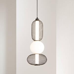 LED závesné svietidlo INKAS, výška 53 cm, čierna, sklo/kov,, Čierna, Obývacia izba / jedáleň, Sklo, Závesné svietidlo