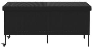 Záhradný úložný box s kolieskami čierny 160x55x75 cm polyratan