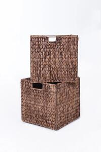 Sada policových boxov NEW ASIA, 2-set, vodný hyacint, 32x32x32 cm, hnedá