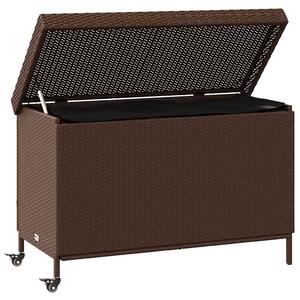 Záhradný úložný box s kolieskami Hnedý 110x55x73 cm Poly Rattan