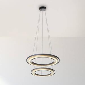 Globo LED závesné svietidlo Rilas, čierna/drevo, Ø 57 cm, stmievateľné, Čierna, Obývacia izba / jedáleň, kov, Závesné svietidlo