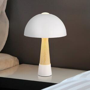 Stolová lampa Paulin, piesková farba/drevený vzhľad, kov, 37 cm, E27, Krémová / jantárovo žltá, Obývacia izba / jedáleň, kov, Škandinávsky, Stolová lampa