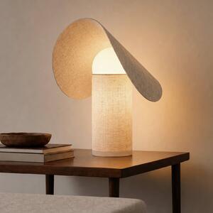 Stolová LED lampa Lucande Sansibar, béžová, 35 cm, stmievateľná, Krémová / jantárovo žltá, Spálňa, Textil / látka / hodváb, Dizajn, Stojacie svietidlo
