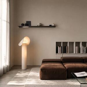 LED stojacia lampa Lucande Sansibar, béžová, 110 cm, stmievateľná, Krémová / jantárovo žltá, Spálňa, Textil / látka / hodváb, Dizajn, Stojaca lampa