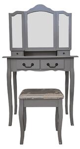 TEMPO Toaletný stolík s taburetom, šedá / strieborná, REGINA NEW
